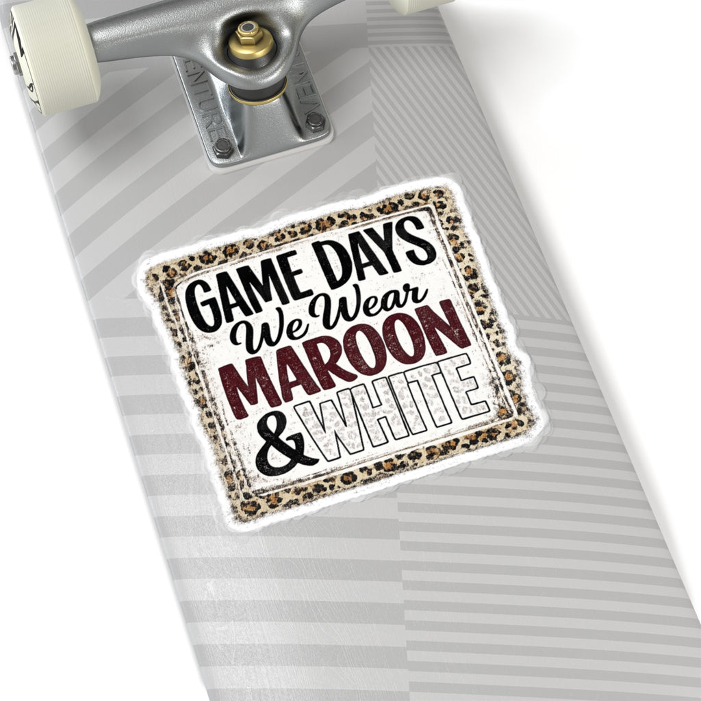 We Wear Maroon & White Leopard Sticker