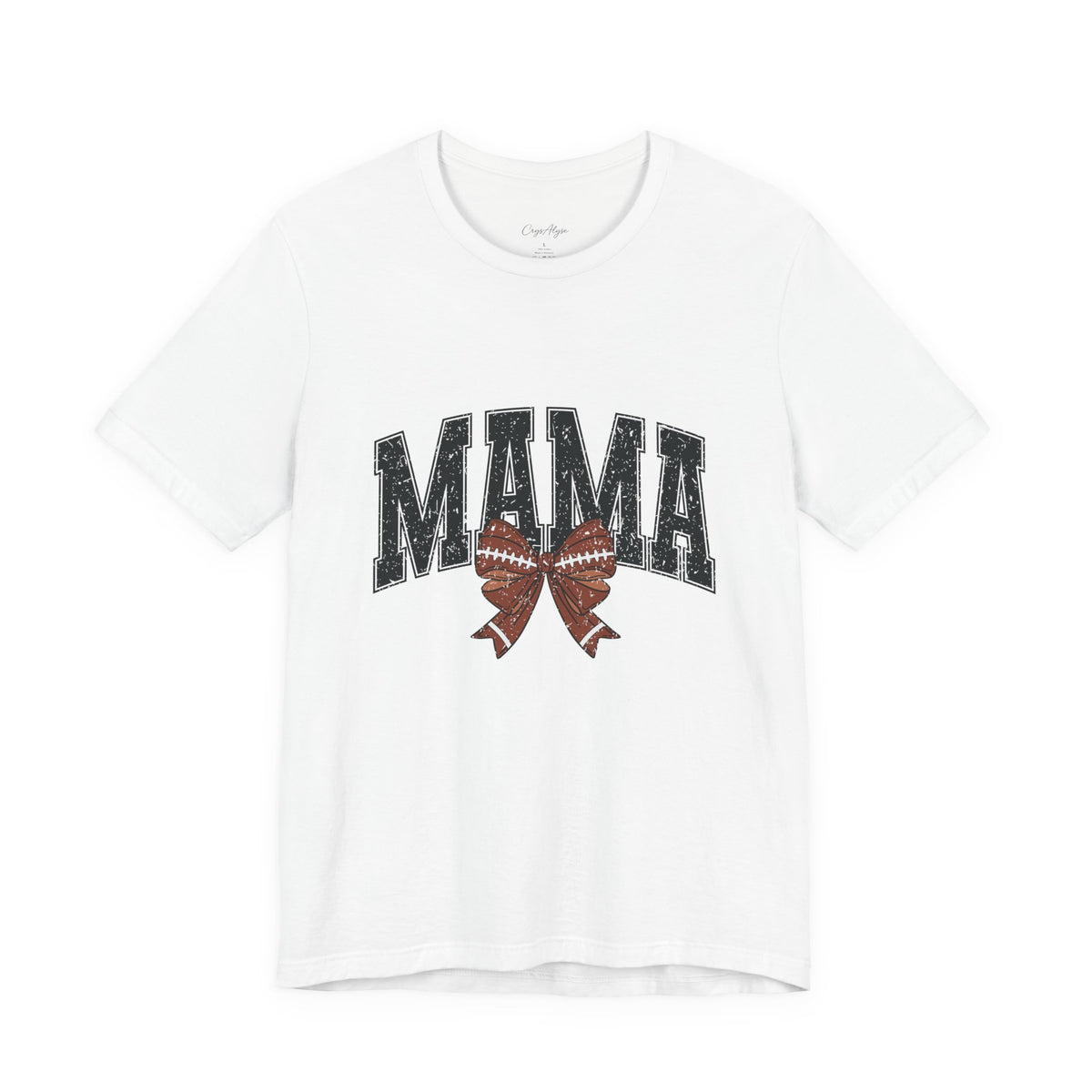 Mama Distressed Football Bow Tee