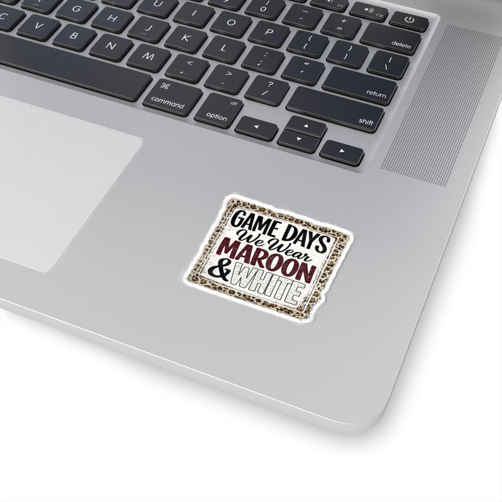 We Wear Maroon & White Leopard Sticker