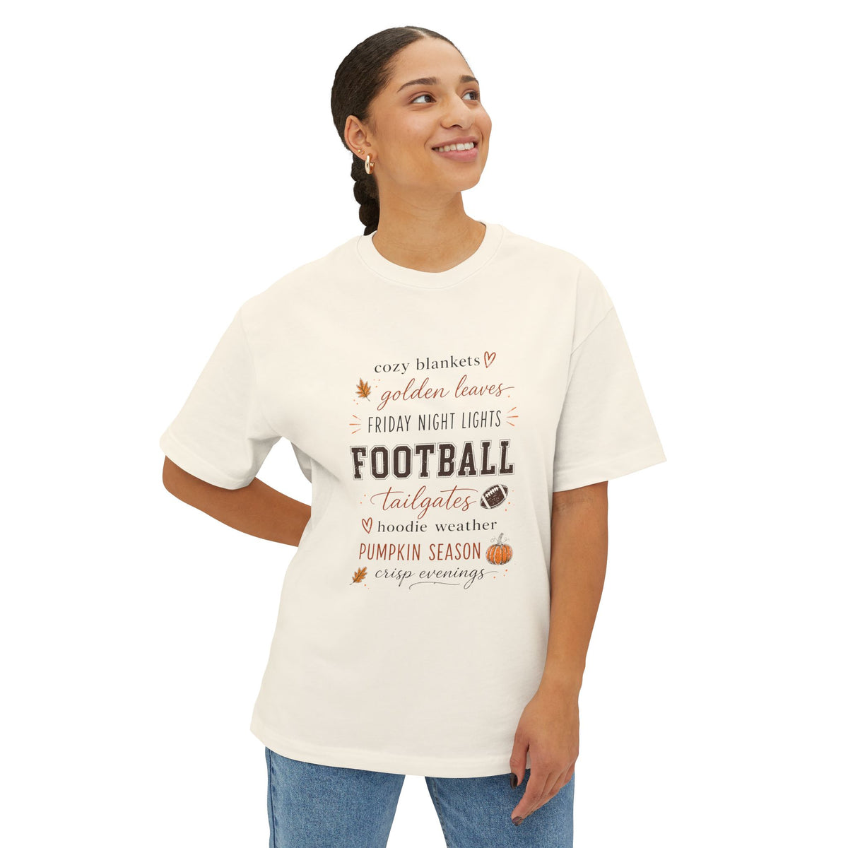 Football and Fall Tee - Cozy Pumpkin Season Graphic Shirt (Fall 2026)