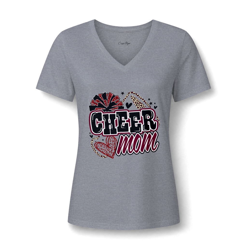 Cheer Mom Maroon V-Neck Tee