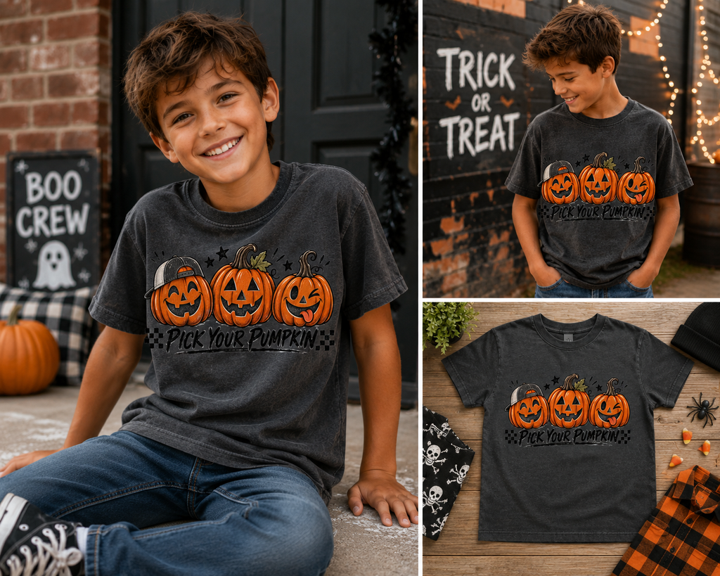 Pick Your Pumpkin Kids Halloween Tee