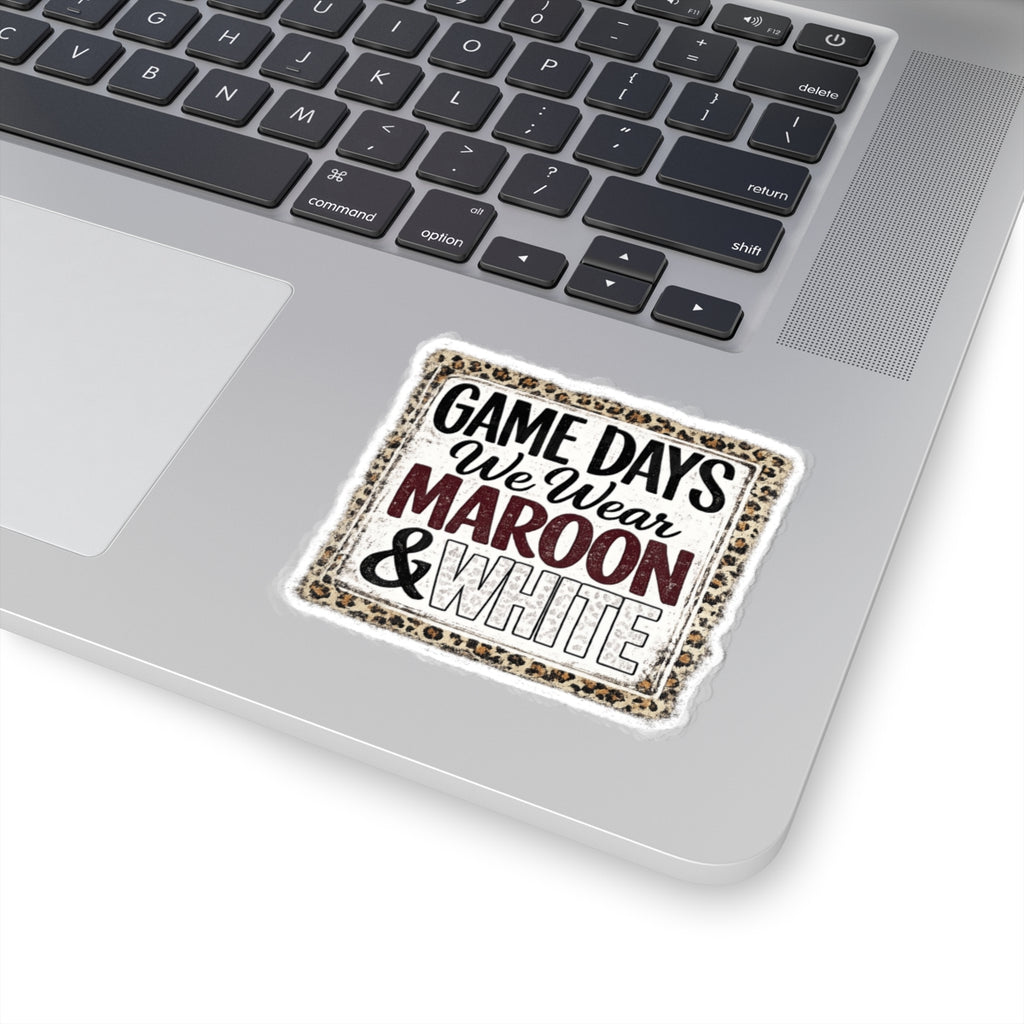 We Wear Maroon & White Leopard Sticker