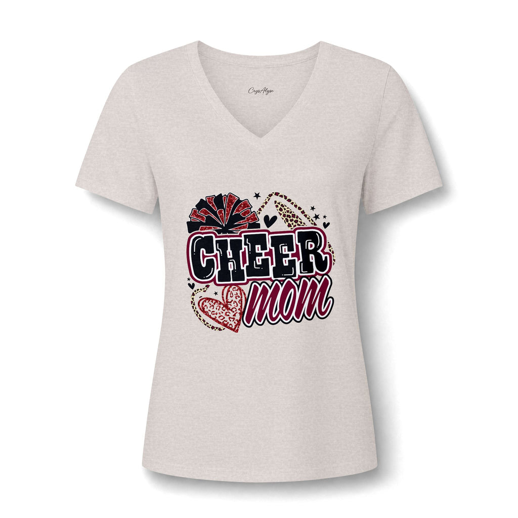 Cheer Mom Maroon V-Neck Tee