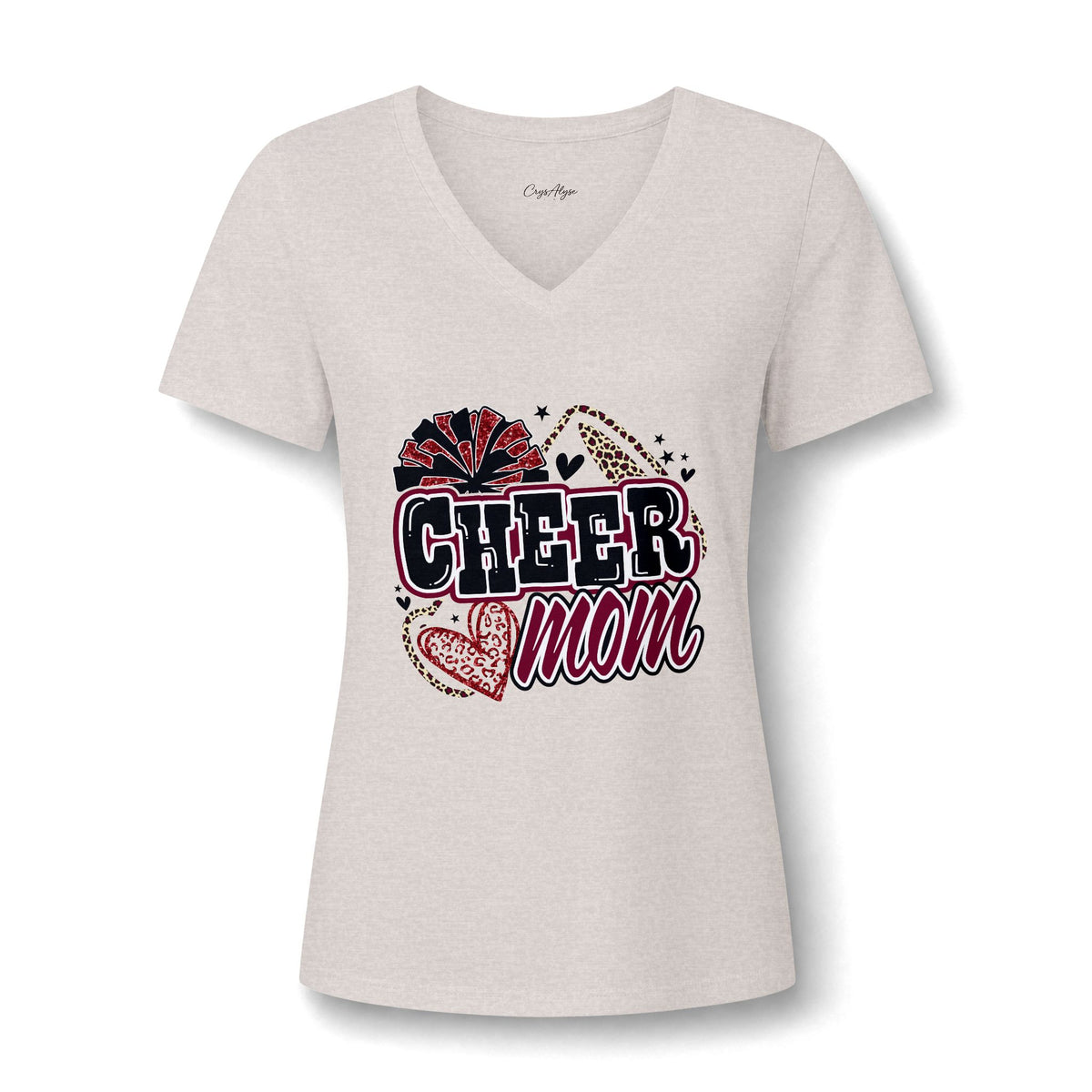 Cheer Mom Maroon V-Neck Tee