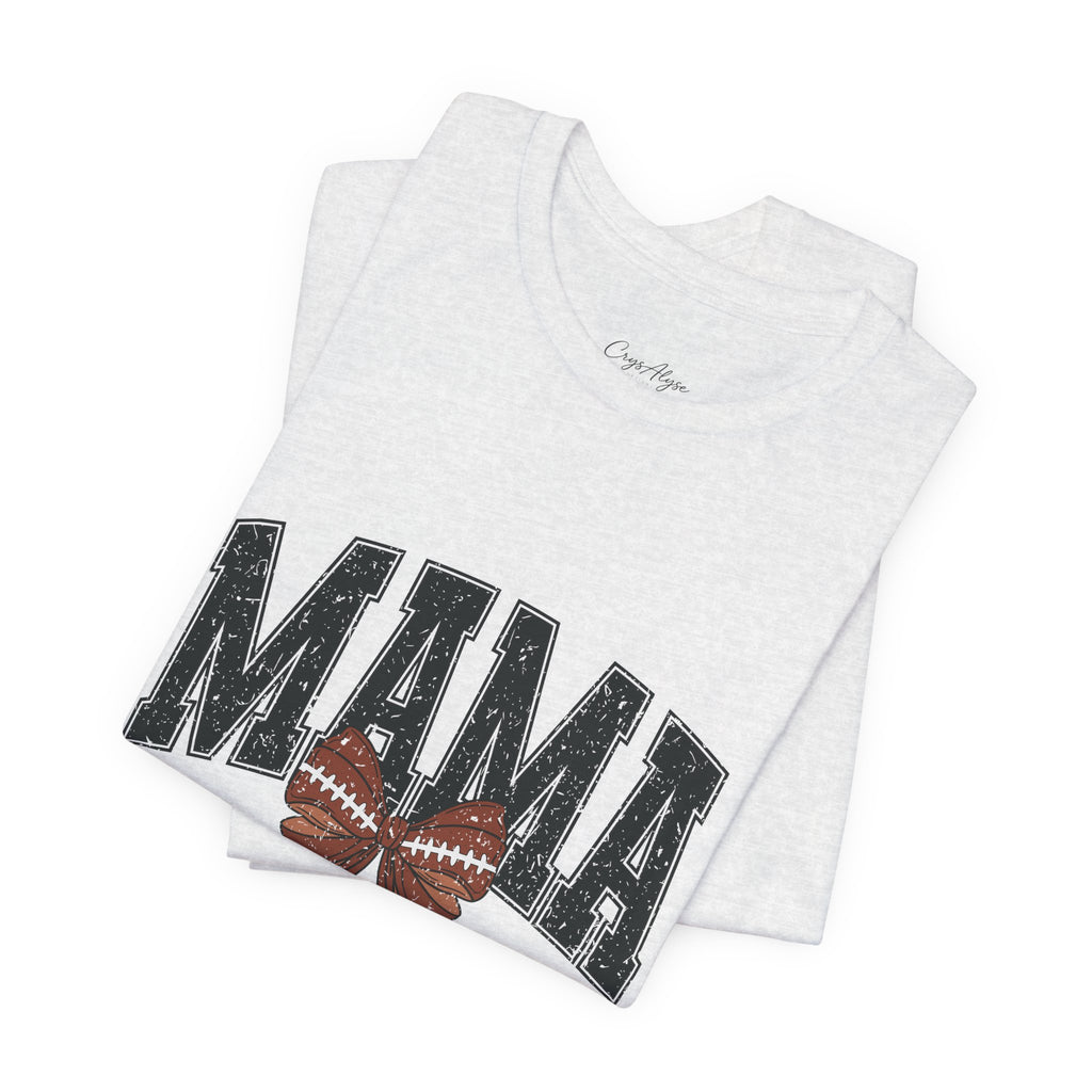 Mama Distressed Football Bow Tee