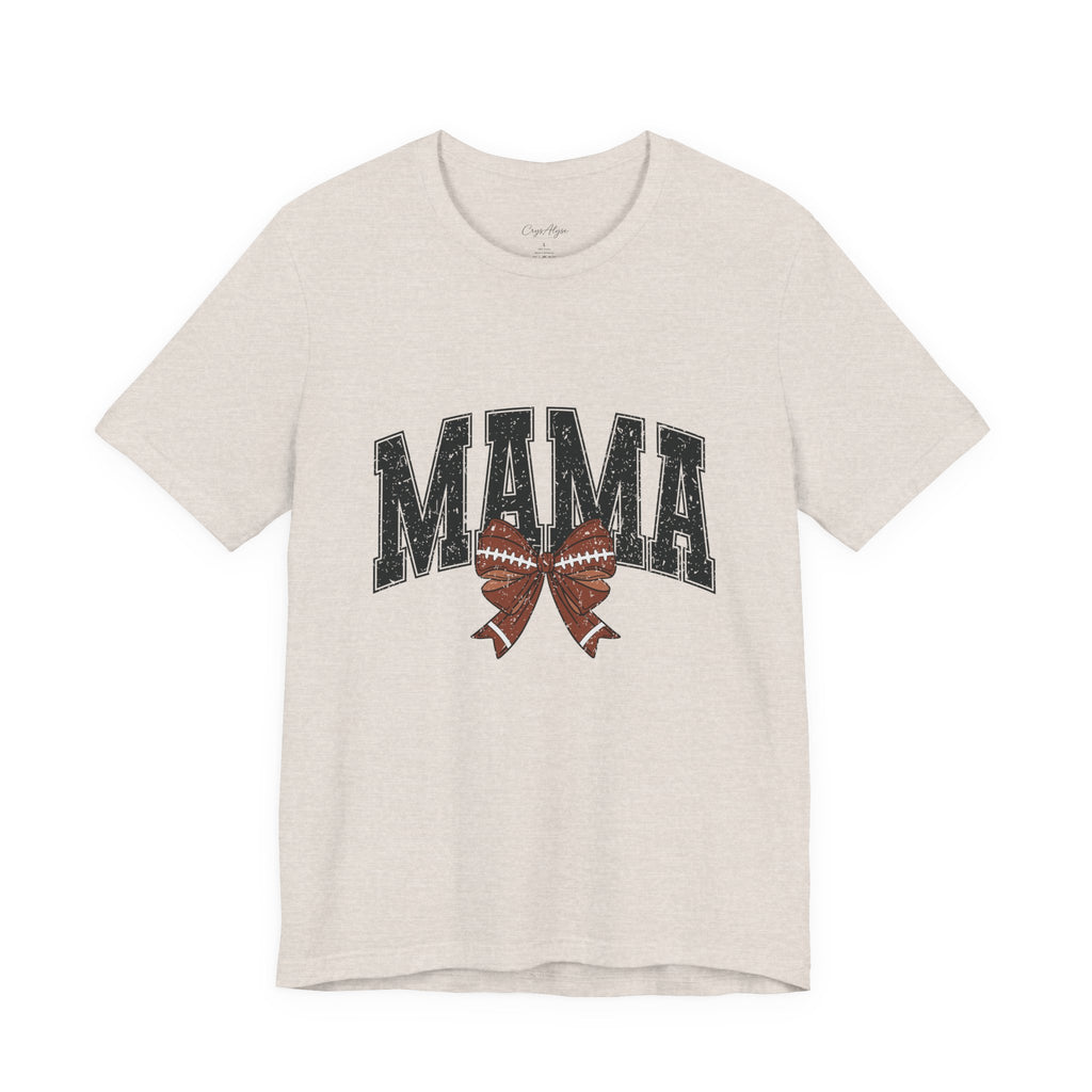 Mama Distressed Football Bow Tee