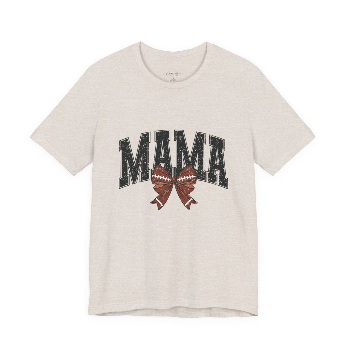 Mama Distressed Football Bow Tee