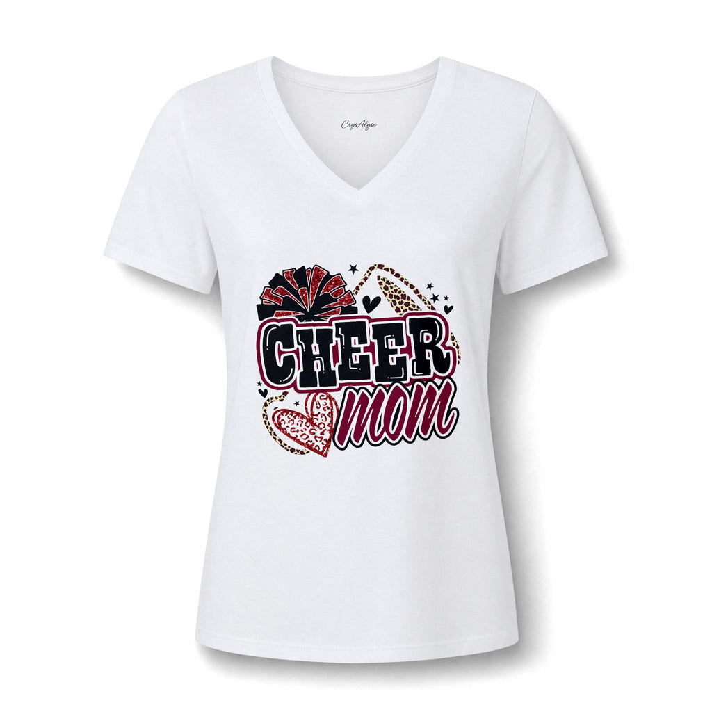 Cheer Mom Maroon V-Neck Tee